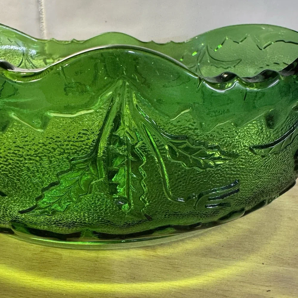 Antique EAPG 1899 DELAWARE‎ NEW CENTURY GLASS Green Banana Bowl U S GLASS CO